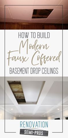 Faux Coffered Ceiling, Drop Ceiling Basement, Drop Ceilings, Basement Decoration, Dream Basement, Basement Remodel Diy, Modern Basement, Diy Basement, Drop Ceiling