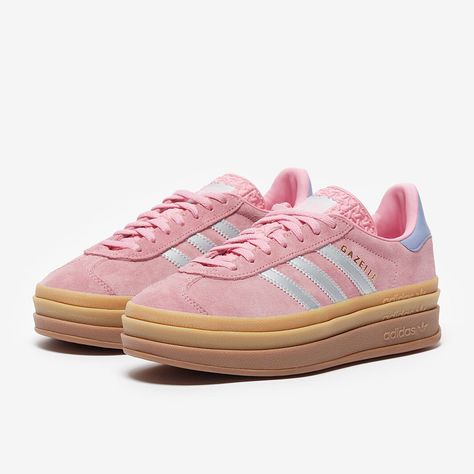 Gazzels Shoes, Adidas Platform Gazelle, Bold Gazelle, Pink Gazelle Adidas Outfit, Aesthetic Clothes 90s, Shoes For Girls Sneakers, Pink Gazelle, Cute Trendy Shoes, Adidas Gazelle Pink