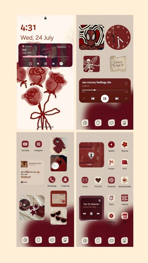 Red Wallpaper Iphone Homescreen, Iphone App Layout Red, Red Iphone Layout Aesthetic, Burgundy Phone Theme, Dark Red Iphone Layout, Red Home Screen Layout, Maroon Homescreen, Red Layout Aesthetic, Dark Red Homescreen Layout