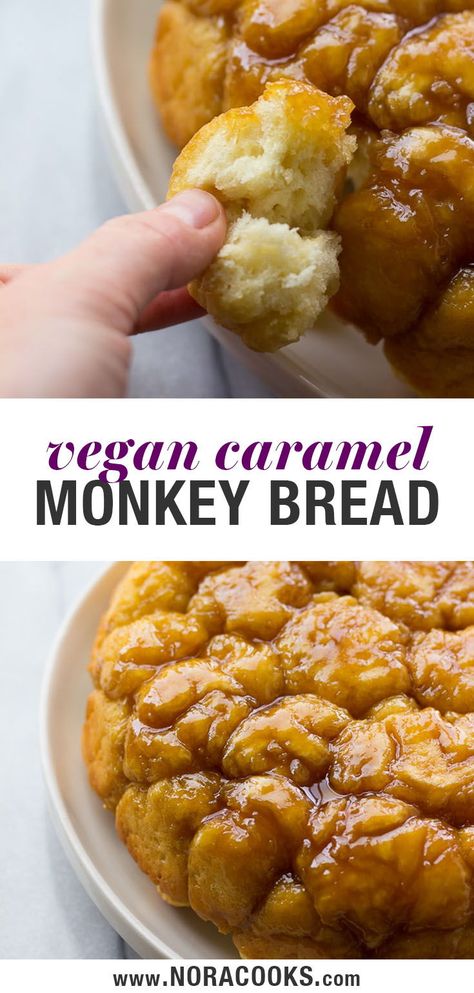 Vegan Monkey Bread, Caramel Sauce Vegan, Caramel Monkey Bread, Vegan Caramel Sauce, Nora Cooks, Cholesterol Recipes, Vegan Caramel, Desserts Vegan, Tofu Scramble