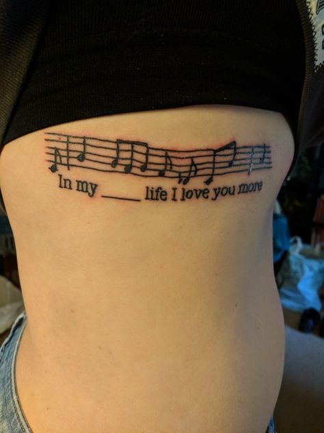 The Beatles Tattoo Ideas, In My Life The Beatles Tattoo, Beatles Lyrics Tattoo, Beatles Tattoo, Beatles Inspired Tattoos, In My Life Beatles, Song Tattoos, Beatles Music, Note Tattoo