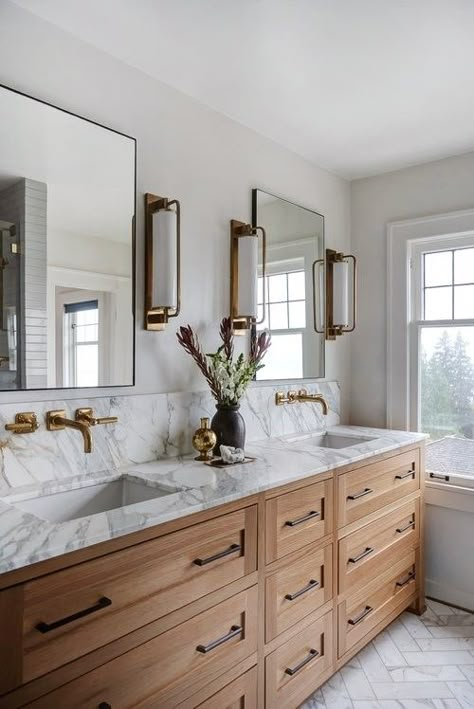 Small Bathroom Renovations, Small Bathroom Renovation, Transitional Bathroom, Master Bath Remodel, Double Vanity Bathroom, Transitional Bathroom Vanities, Bathroom Remodel Designs, Bathroom Inspiration Decor, Upstairs Bathrooms