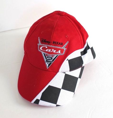 Mens Cars 2 Hat Cap Disney Pixar Adjustable Red Checkerboard Black White #Unbranded #BaseballCap Red Themed Cap Hat, Crochet Lightning Mcqueen Hat, Hats Mlb, Mcqueen Costume, Disney Hats For Boys, Lightning Mcqueen Costume, Novelty Red Baseball Cap, Lighting Mcqueen, Car Hat