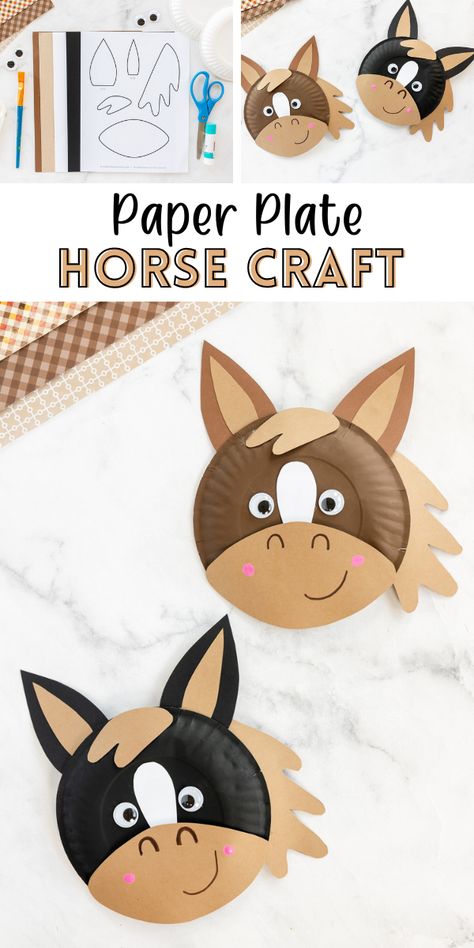 Discover how to transform simple paper plates into adorable horse crafts with this easy DIY guide. Perfect for kids, this fun activity enhances creativity and motor skills. Learn step-by-step with our easy instructions and crafty tips. Start crafting your cute paper plate horses today! Easy Farm Animal Crafts For Toddlers, Horse Craft Preschool, Paper Plate Horse, Horse Paper Craft, Cowboy Camp, Forest Animal Crafts, Childhood Activities, Crafts 2024, Under The Sea Crafts