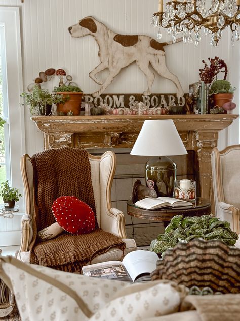 Cottage Thanksgiving, Cozy Cottage Exterior, Fall Aesthetic Decor, Fall Mantel Decorating Ideas, Cozy White Cottage, Fall Cottage, Liz Marie, Fresh Farmhouse, Liz Marie Blog