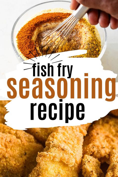 This Fish Fry Seasoning is a mix of yellow cornmeal, Old Bay, lemon pepper, salt, pepper, and garlic. It's our go-to for catfish, crappie, bream, whiting, and whatever we've got on our hook. Ready to level up your next fish fry? How To Make Fish Fry, Diy Fish Fry Seasoning, Fish Fry Seasoning Recipe, Fried Fish Seasoning, Fish Seasoning Recipe, Fish Fry Seasoning, Fried Cod Fish, Fish Seasoning, Fry Seasoning