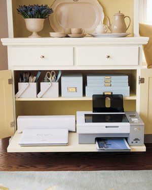 Making the Most of your Dining Room Hidden Printer Storage Ideas, Hidden Printer Storage, Printer Storage Ideas, Hidden Printer, Multipurpose Dining Room, Home Office Organizing, Smart Home Dashboard, Printer Storage, Pretty Office Supplies