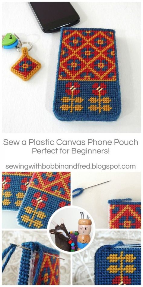 Plastic Canvas Phone Case Tutorial – Needle Work Tent Stitch, Crochet Phone Cases, Crochet Mobile, Pouch Diy, Plastic Canvas Stitches, Plastic Mesh, Cell Phone Pouch, Crochet Hook Set, Knitting Tools