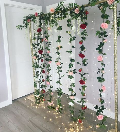 Hanging Roses Backdrop, Diy Floral Garland Backdrop, Baby In Bloom Shower Ideas Backdrop, Floral Garland Backdrop, Baby In Bloom Backdrop, Color Palette Moody, Fall Bedroom Aesthetic, Flower Garland Backdrop, Color Palette Fall