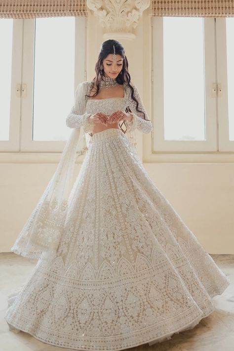 Bride: Alanna Panday Wearing Our Ivory Lehenga Set Wedding Indian Outfit Bride, White Indian Lehngas, Bridal Indian Lehenga, Wedding Reception Lehenga For Bride, White Indian Reception Outfit, White Lehenga Long Sleeve, Desi Wedding Lehenga, Luxury Traditional White Lehenga, White Punjabi Wedding Dress