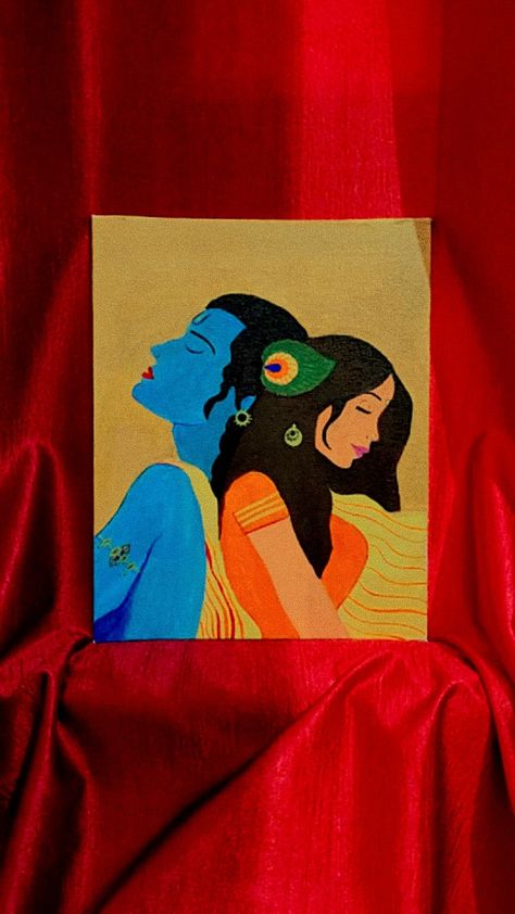 Canvas painting Material used= fevicryl acrylic colours, Canvas board (6"×8") Canvas Drawing, Acrylic Colours, Sketches Simple, Krishna Painting, Canvas Board, Art Drawings Sketches Simple, Canvas Art Painting, Radha Krishna, Art Drawings Sketches