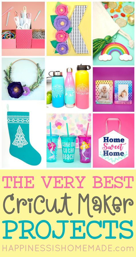 17 incredible Cricut Maker project ideas that will inspire you to get crafty! Use your Cricut Maker to make all of these awesome craft projects to sell, keep, or gift! AD #cricutcreated #cricutmade @officialcricut Cricut Maker 3 Wood Projects, Cricut Maker Projects, Wood Monogram Letters, Diy Study Table, Diy Doormat, Cricut Business, Paper Flower Wreaths, Party Crackers, Diy Bird Bath