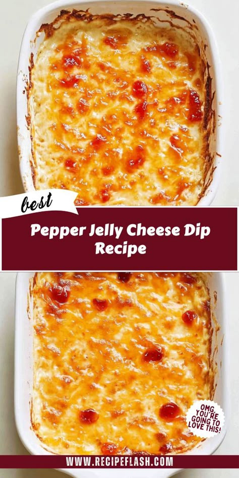 Want to elevate your appetizer game? This Pepper Jelly Cheese Dip Recipe combines creamy cheese with a zesty pepper jelly for a unique twist! Perfect for any gathering, it's a must-try for cheese lovers. Don’t forget to save it for your upcoming celebrations! Pepper Jelly Dip Recipe, Pepper Jelly Cheese Dip, Cheese Dip Recipes Easy, Baked Cheese Dip, Pepper Jelly Dip, Baked Peppers, Cream Cheese Recipes Dip, Pepper Jelly Recipes, Baked Dips