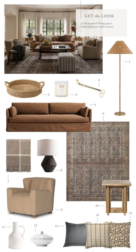 Rustic Modern Furniture Living Room, Leather And Linen Living Room, Neutral And Brown Living Room, Moody Living Room Mood Board, Get The Look Living Room, Classic Modern Rustic Living Room, Ralph Lauren Inspired Living Rooms, Curated Living Room, Cozy Living Room Designs Inspiration