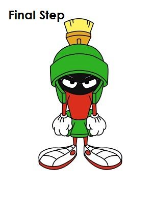 Draw Marvin the Martian Last Step Bugs Drawing, Marvin Martian, Cartoon Ideas, Characters Drawing, Photo Sculpture, Foghorn Leghorn, Drawing Lessons For Kids, Merrie Melodies, Looney Tunes Characters