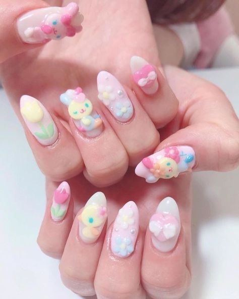 Kawaii Nail Art, Pretty Gel Nails, Really Cute Nails, Soft Nails, Kawaii Nails, Cute Nail Art, Dream Nails, Cute Nail Designs, Gorgeous Nails