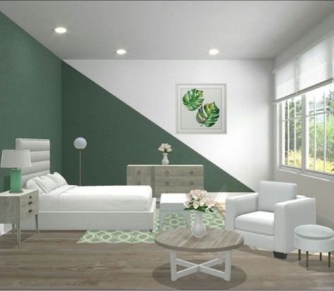 Teal Geometric Wall, Modern Wall Paint Designs Living Rooms, Bedroom Wall Colors Combination, Ideas Para Pintar Paredes, Bedroom Paint Design, Room Paint Designs, Geometric Wall Paint, Wall Paint Patterns, Wall Painting Living Room