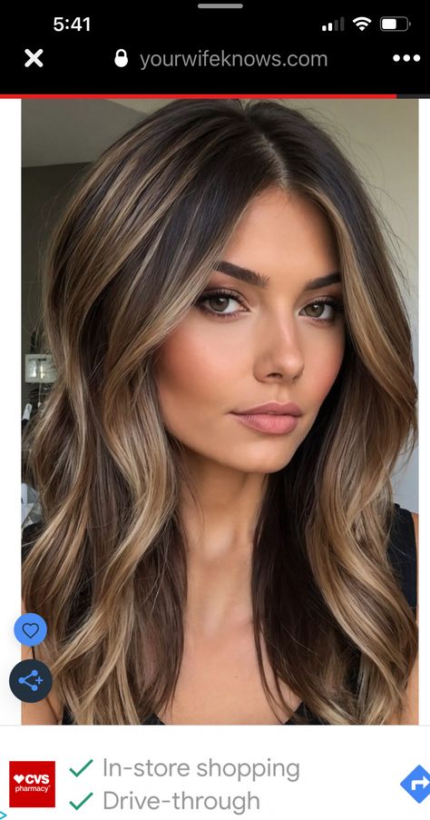 Hair Color Ideas For Brunettes Covering Grey, All Over Brown With Money Piece, Side Part Balayage Brunettes, High Balyage Long Hair, Dark Brown Honey Blonde Balayage, Level 5 Brunette With Highlights, First Time Balayage Brunettes, Light Brown Highlights On Dark Hair Short, Hair Talk Extensions