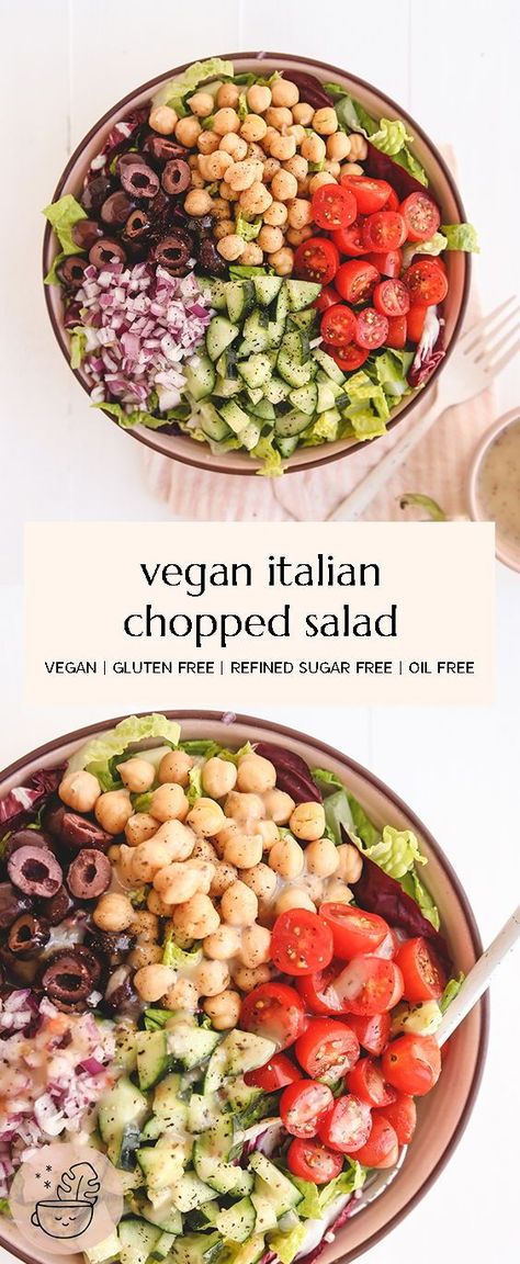 Vegan Gf Salad Recipes, Loaded Vegan Salad, Non Meat Salads, Summer Vegan Salad Recipes, Vegetarian Italian Salad, Nut Free Salad Recipes, Green Vegan Salad, Oil Free Vegan Snacks, Easy Oil Free Vegan Recipes