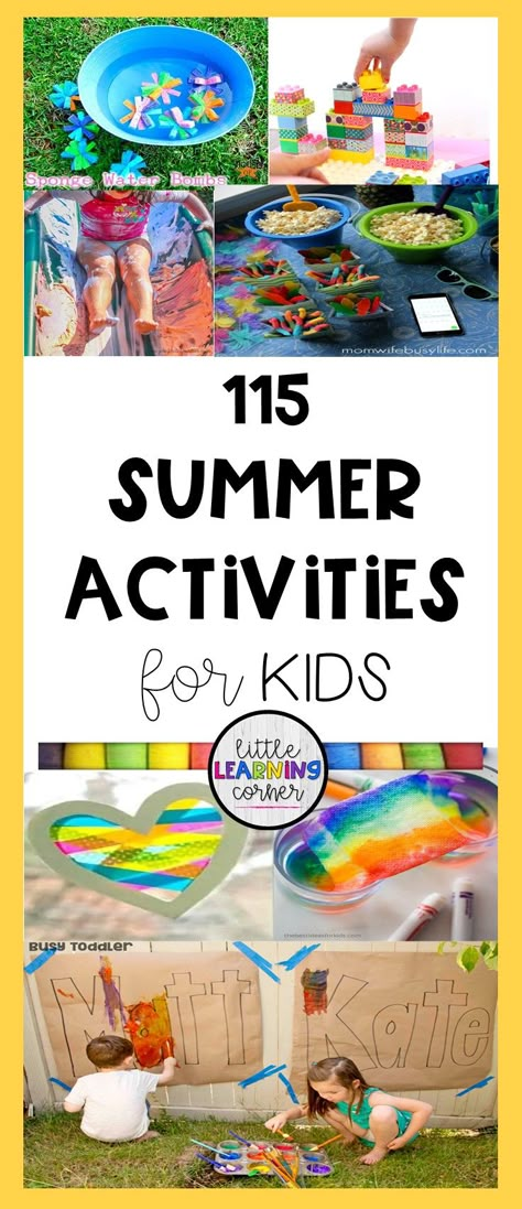 115 Summer activities for kids | fun backyard games, local places to visit, Summer crafts, recipes for kids, things to do at home with kids, and free Summer resources #funforkids #summer #summeractivities Fun Easy Summer Activities For Kids, Free Kids Summer Activities, Things To Do This Summer With Kids, Fun Things To Do In The Summer With Kids, Summer Time Fun For Kids, Fun At Home Summer Activities For Kids, Activities For Summer Camp For Kids, Toddler Activities On A Hot Day, Summer Activities For Kids Age 5