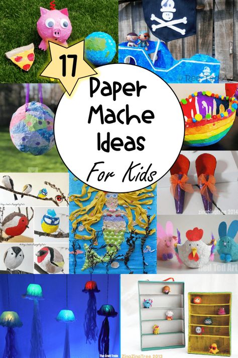 17 Best Paper Mache Art Ideas for Kids - Hands-On Teaching Ideas Paper Mache Ideas, Paper Mache Crafts For Kids, Paper Mache Projects, Making Paper Mache, Paper Mache Art, Paper Mache Crafts, Creative Workshop, Craft Club, Camping Art