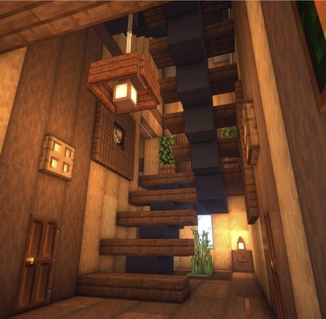 Staircase Minecraft, Chalet Minecraft, Minecraft Staircase, Houses Simple, Minecraft House Interior, Build Minecraft, Houses Modern, Rumah Minecraft Sederhana, Minecraft World