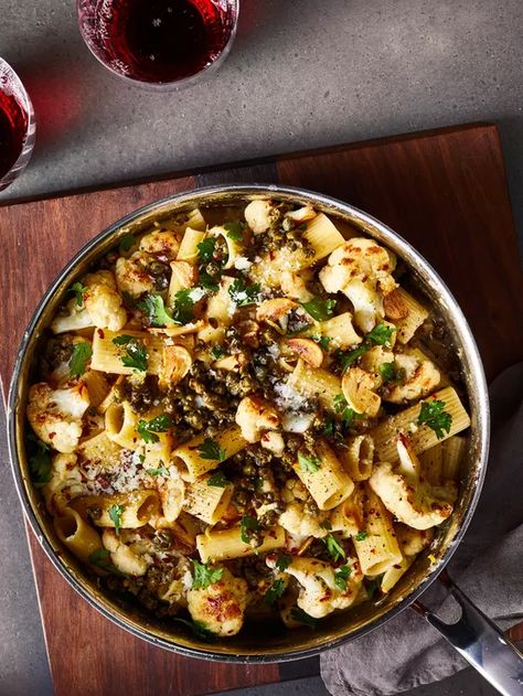 Pasta with Roasted Cauliflower and Crispy Capers | Food & Wine Cauliflower Pasta Recipes, Crispy Capers, Pasta And Sauce, Capers Recipe, Cauliflower Pasta, Pasta Noodle Recipe, Cauliflower Dishes, Best Pasta Recipes, Pasta Noodles