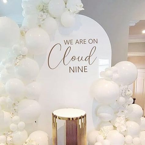 Engagement Party Cloud 9, Engagement Photobooth, Welcome To Baby Shower Sign, Cloud Baby Shower Theme, Bride To Be Party, Photobooth Backdrop, Sticker Baby, On Cloud Nine, Baby Shower Sign