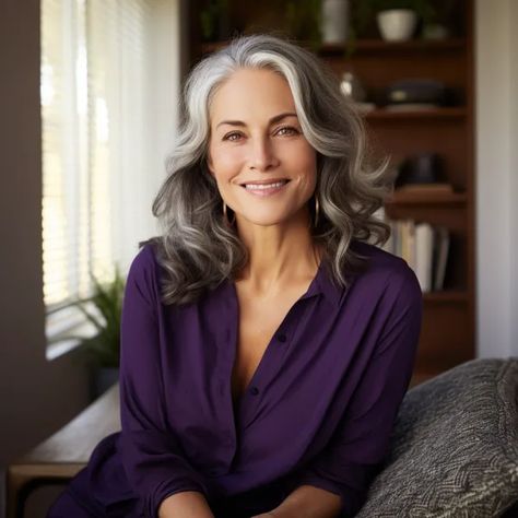 The Best Colors to Wear with Gray Hair Best Colors To Wear With Salt And Pepper Hair, Dressing With Grey Hair, Wardrobe For Gray Hair, Best Wardrobe Colors For Grey Hair, Green Eyes Grey Hair, What Color Clothes To Wear With Gray Hair, Silver Hair Color Palette, Styling Grey Hair, Gray Hair Fashion Outfit