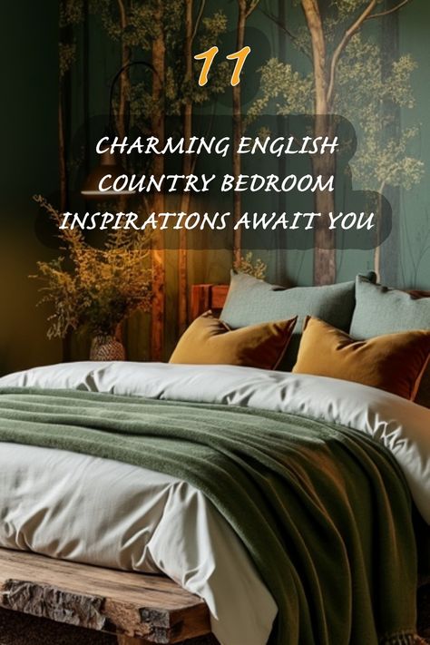 Explore 11 delightful inspirations for creating a cozy English country bedroom. Imagine waking up surrounded by nature-inspired colors and textures, like the warm greens and soft linens displayed here. Transform your space into a serene retreat with rustic charm and comfortable elegance! Rustic European Bedroom, Scottish Bedroom Ideas, Outlander Bedroom, Modern English Bedroom, Country Home Bedroom, Scottish Bedroom, Modern Victorian Bedroom Ideas, English Country Bedroom, Country Bedroom Ideas