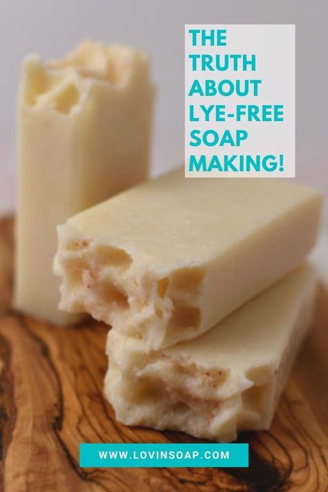 Learn the reality of creating soap without lye. This post addresses common misconceptions about lye - a key ingredient in true soapmaking. While intimidating to beginners, lye is essential in cp soap, though it's not present in the final product once cured. Alternatively, melt and pour soap uses a pre-made base, eliminating the need for handling lye. Many are led astray by claims of lye-free soap from scratch; however, such products are more akin to detergents than soaps. Diy Lye Soap Recipe, How To Make Soap Without Lye, Diy Soap Bars For Beginners Without Lye, Soap Without Lye Recipes, Diy Soap Without Lye, Lye Free Soap Recipes, Diy Soap Base, Making Soap Without Lye, Lye Free Soap