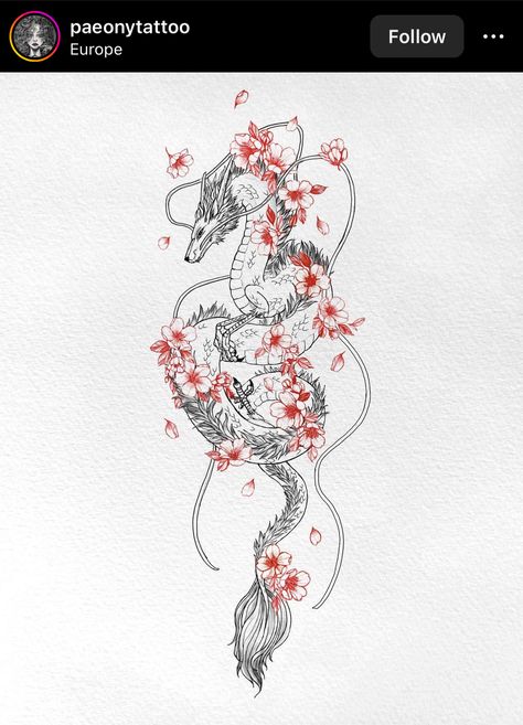 Black Dragon Tattoo, Flower Spine Tattoos, Red Dragon Tattoo, Chinese Dragon Tattoos, Dragon Tattoo For Women, Small Pretty Tattoos, Spine Tattoos For Women, Red Ink Tattoos, Tattoos For Black Skin