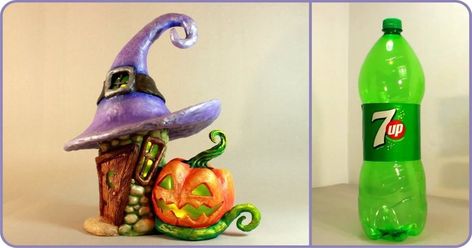 Halloween Fairy House Using Plastic Bottle diy halloween halloween crafts halloween diy diy halloween crafts fairy house halloween projects Diy Plastic Bottle, House Lamp, Fairy House Diy, Halloween Fairy, Creative Mom, Clay Fairies, Tin Foil, Fairy Lamp, Plastic Bottle Crafts