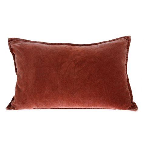 HK Living - Velvet Rectangular Cushion in Burnt Orange - Brown/Red Color Terracota, Yellow Cushions, Bohemian Aesthetic, Mudcloth Pillow, Teak Table, Rattan Chair, Velvet Cushions, Rust Color, Cotton Velvet