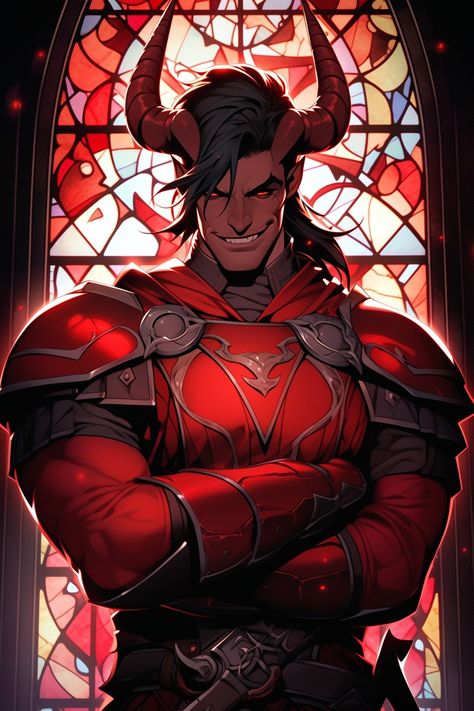 Tiefling Paladin Art, Tiefling Fighter Male, Tiefling Paladin Male, Red Tiefling Male, D&d Character Art, Dnd Tiefling Male, Demon Dnd, Tiefling Fighter, Male Tiefling