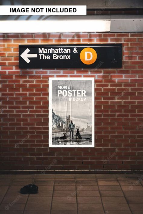 Premium PSD | Movie poster mockup on the subway