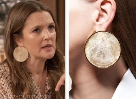 Drew Barrymore Show: October 2023 Drew Barrymore's Oversized Circle Capiz Shell Earrings Capiz Shell Earrings, Drew Barrymore Show, Capiz Shell, Drew Barrymore, Shell Earrings, Fashion Looks, Shells, Tv, Clothes