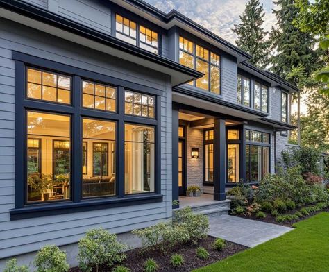 8+ Cool Navy Molding Around Outside Windows for Sophisticated Style • 333+ Inspiring Lifestyle Ideas Navy And White House Exterior, White House Navy Trim, Molding Around Windows, Modern Classic Exterior, Modern Classic Home, Paint House, Navy Living Rooms, Inspiring Lifestyle, White Exterior Houses