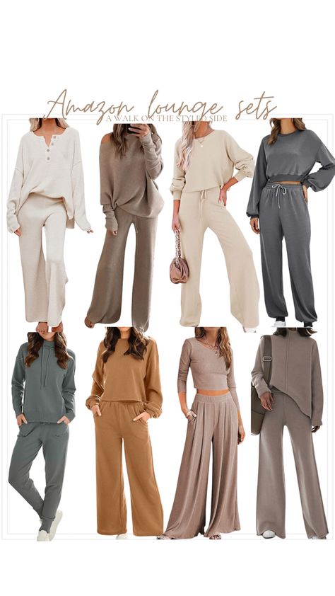 Chic Loungewear Sets, Two Piece Athleisure, Womens Luxury Loungewear, Casual Two Piece Outfits Matching Set, Lounge Sets For Women Amazon, Stylish Loungewear Women, 3 Piece Lounge Set Outfit, Amazon Lounge Sets, Women’s Loungewear Set