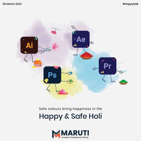 Caricature Wedding, Adobe Illustrator Design, Happy Holi, Social Media Design Graphics, Creative Ads, Bring Happiness, Social Media Design, Happy Life, Layout Design