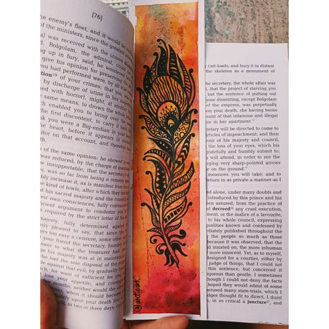 #feather #bookmark #artwork #wtaercolour #selfmade Made Bookmark, Crafts Bookmarks, Mandala Book, Record Painting, Feather Bookmark, Coffee Cup Art, Diy Crafts Bookmarks, Easy Mandala Drawing, Easy Mandala