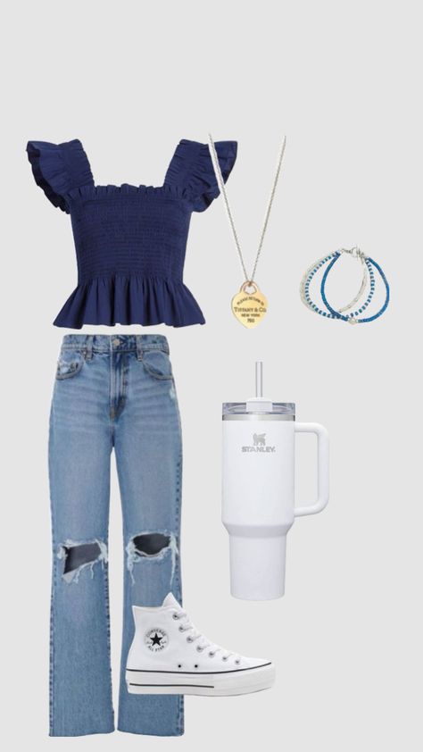 Cute Outfit Ideas Summer Casual, Outfit Ideas For School Casual Jeans, Middle School Dance Outfits Casual, Cut Outfits For School, Cute Outfits For Teens For School, Cute Summer Outfits With Jeans, Cute Fits With Jeans, Senior Outfits For School, Aesthetic Outfits For Teens