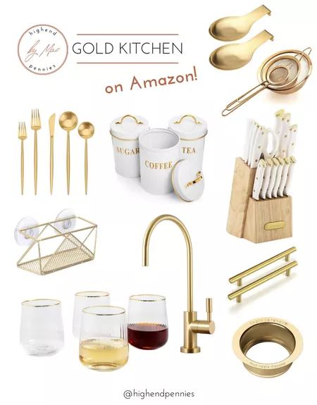 Household Goods, White And Gold Kitchen Decor, Transitional Modern Home, Small Kitchen Ideas Layout, Margaritaville Frozen Concoction Maker, Kitchen Cannisters, Kitchen Gift Baskets, Tea Coffee Sugar Canisters, Gold Kitchen Accessories