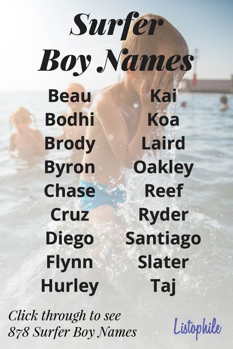 Surfer Boy Names, Cool Unique Names, Cool Baby Boy Names, Cool Boy Names, Surfer Boy, Sweet Baby Names, Famous Names, Cool Baby Names, Classic Names