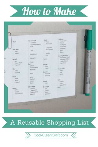 How to Make A Reusable Grocery List - Cook Clean Craft Reusable Grocery List, Organise Kitchen, Organize Ideas, Clean Crafts, Paper List, Planner Diy, Mini Planner, Year Planner, Clean Cooking