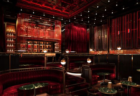 INTRODUCING “CRIMSON ROOM”, A TRUE GEM OF NIGHTLIGHT AND JAZZ MUSIC IN BANGKOK - The BigChilli Speakeasy Decor, Disco Bar, Concrete Buildings, Nightclub Design, Jazz Bar, Luxury Bar, Best Bars, Bar Interior, Restaurant Interior Design