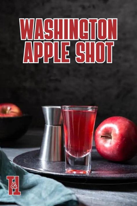 A tart, apple-flavored shooter that will satisfy the whiskey lovers in the room. Washington Apple Shot, Apple Shots, Washington Apple, Best Alcohol, Cranberry Cocktail, Apple Cobbler, Apple Varieties, Peach Schnapps, Shot Recipes