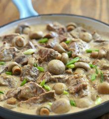 Beef in Creamy Mushroom Sauce with fork-tender beef and a delectable mushroom gravy that's delicious over steamed rice, mashed potatoes, or egg noodles. Easy to make and cooks in one pan! Beef And Mushroom Recipe, Beef And Mushrooms, Beef Stew Meat Recipes, Ground Beef Breakfast, Beef With Mushroom, Filipino Dish, Creamy Mushroom Sauce, Mushroom Gravy, Beef Stew Recipe