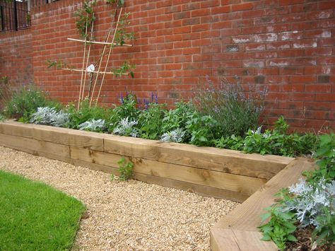 raised bed gardening ideas | Tips on How to Create a Low Maintenance Garden | Ben Lannoy ... Sleepers In Garden, Fence Planning, Flower Bed Borders, Vegetable Beds Raised, Raised Flower Beds, Railway Sleepers, Low Maintenance Landscaping, Low Maintenance Garden, Garden Edging