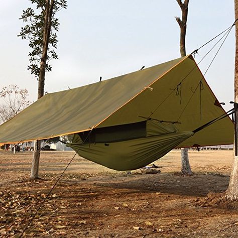 Free soldier Tarp for Camping Outdoor Hiking Waterproof Portable Multifunctional Awning Traveling Tent Tarp Shelter Sunshade Awning (Wolf Brown): Amazon.co.uk: Sports & Outdoors Hiking Hammock, Camping Tarp, Tree Tent, Camping Hammock, Hammock Tent, Hammock Camping, Camping Fun, Camping Equipment, Outdoor Survival